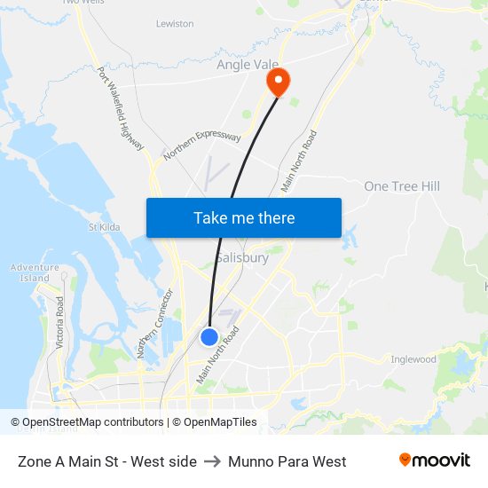 Zone A Main St - West side to Munno Para West map