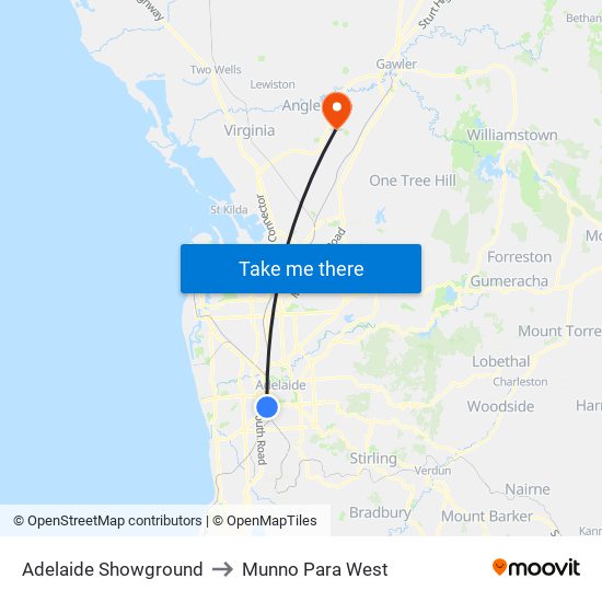 Adelaide Showground to Munno Para West map