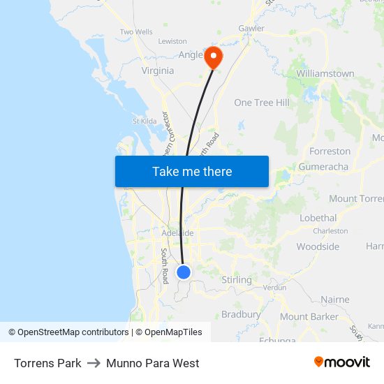 Torrens Park to Munno Para West map