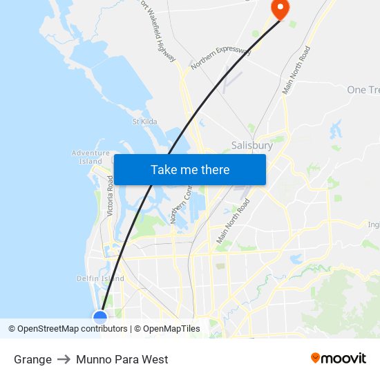 Grange to Munno Para West map