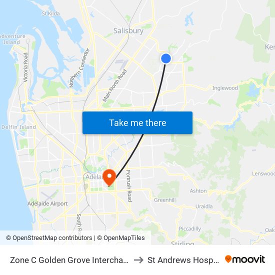 Zone C Golden Grove Interchange to St Andrews Hospital map