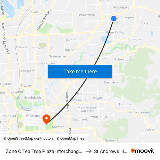 Zone C Tea Tree Plaza Interchange - West side to St Andrews Hospital map