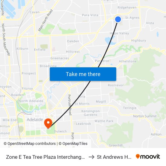 Zone E Tea Tree Plaza Interchange - East side to St Andrews Hospital map