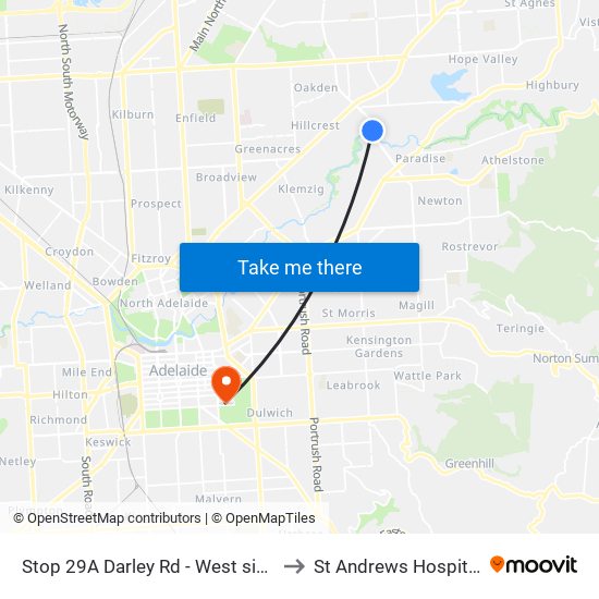 Stop 29A Darley Rd - West side to St Andrews Hospital map