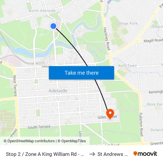 Stop 2 / Zone A King William Rd - North West side to St Andrews Hospital map