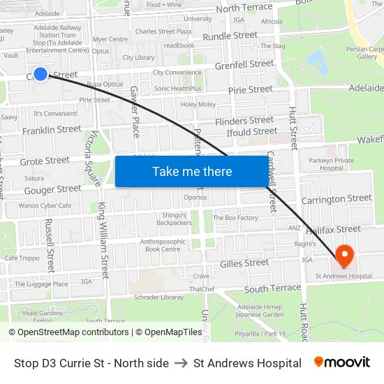 Stop D3 Currie St - North side to St Andrews Hospital map