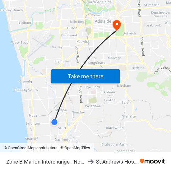 Zone B Marion Interchange - North side to St Andrews Hospital map