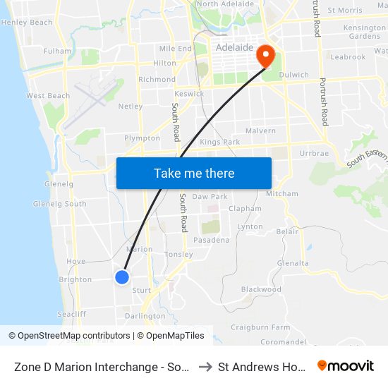 Zone D Marion Interchange - South side to St Andrews Hospital map