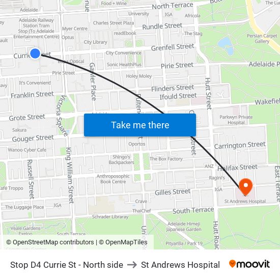 Stop D4 Currie St - North side to St Andrews Hospital map