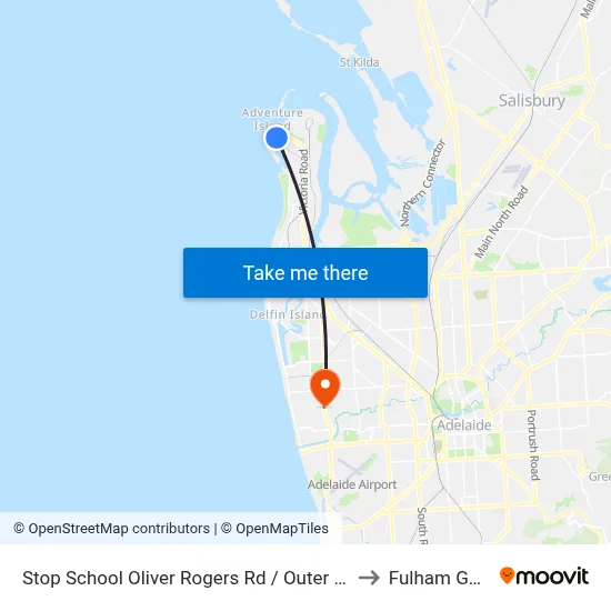 Stop School Oliver Rogers Rd / Outer Harbor Railway to Fulham Gardens map