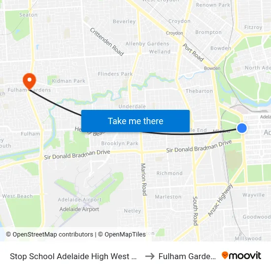 Stop School Adelaide High West Tce to Fulham Gardens map