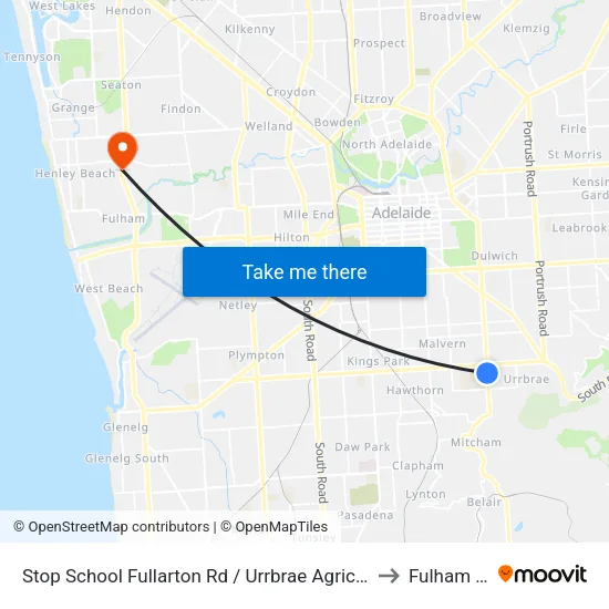 Stop School Fullarton Rd / Urrbrae Agricultural High School - West side to Fulham Gardens map