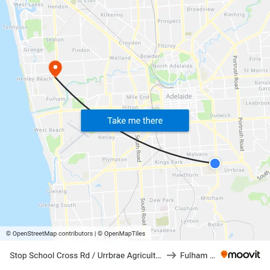 Stop School Cross Rd / Urrbrae Agricultural High School - North side to Fulham Gardens map
