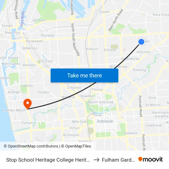 Stop School Heritage College Heritage Ct to Fulham Gardens map