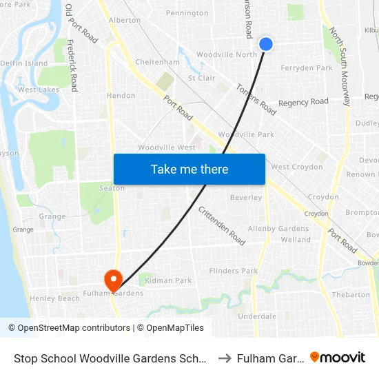 Stop School Woodville Gardens School Ridley Gr to Fulham Gardens map