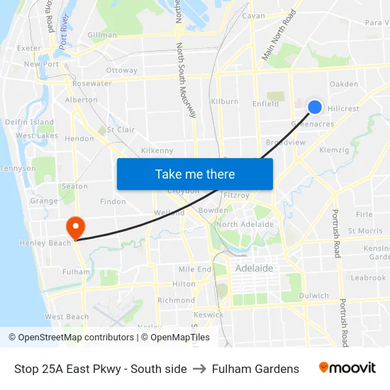 Stop 25A East Pkwy - South side to Fulham Gardens map