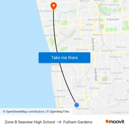 Zone B Seaview High School to Fulham Gardens map