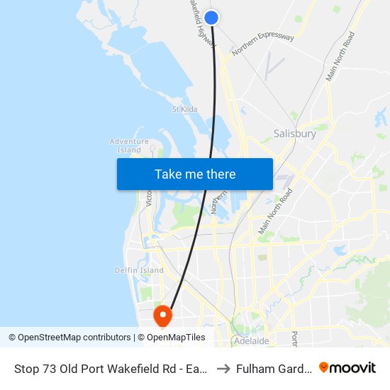 Stop 73 Old Port Wakefield Rd - East side to Fulham Gardens map