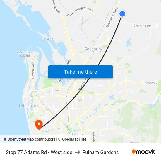 Stop 77 Adams Rd - West side to Fulham Gardens map