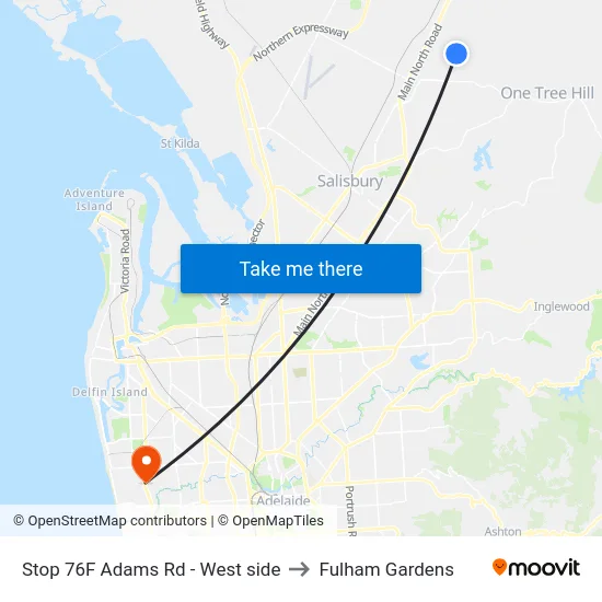 Stop 76F Adams Rd - West side to Fulham Gardens map