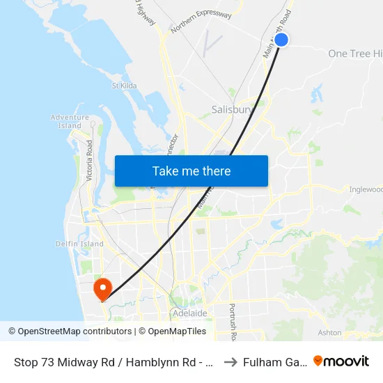 Stop 73 Midway Rd  / Hamblynn Rd - North East side to Fulham Gardens map