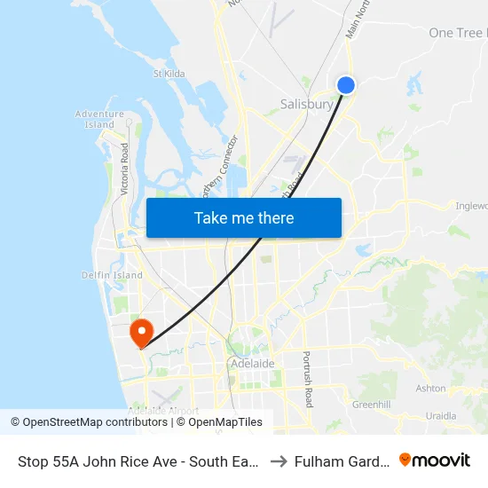 Stop 55A John Rice Ave - South East side to Fulham Gardens map