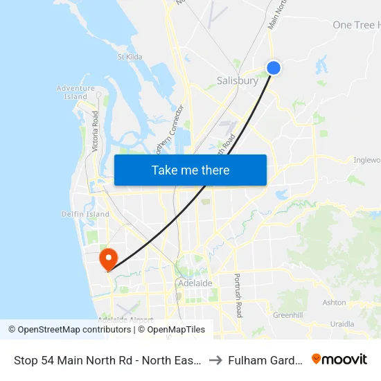Stop 54 Main North Rd - North East side to Fulham Gardens map