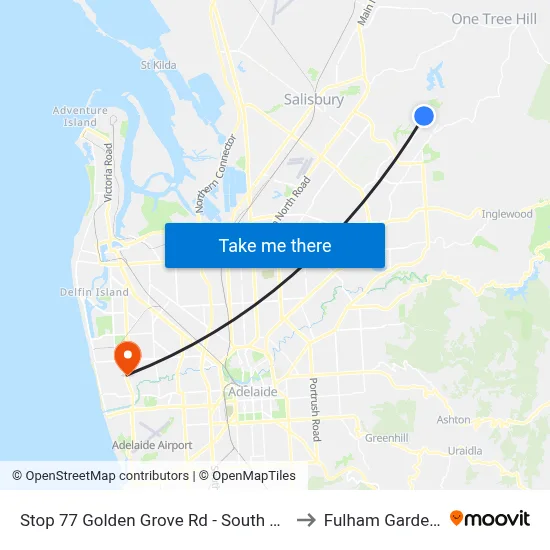 Stop 77 Golden Grove Rd - South side to Fulham Gardens map