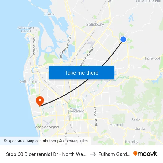 Stop 60 Bicentennial Dr - North West side to Fulham Gardens map