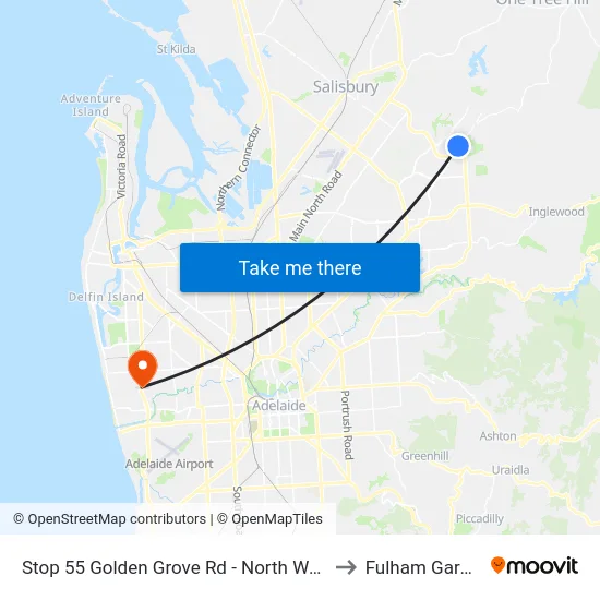 Stop 55 Golden Grove Rd - North West side to Fulham Gardens map