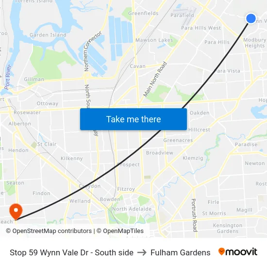 Stop 59 Wynn Vale Dr - South side to Fulham Gardens map