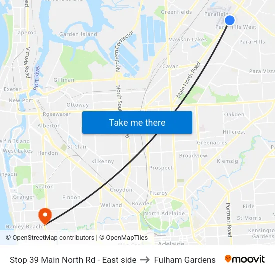 Stop 39 Main North Rd - East side to Fulham Gardens map