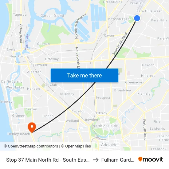 Stop 37 Main North Rd - South East side to Fulham Gardens map