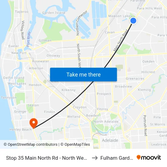 Stop 35 Main North Rd - North West side to Fulham Gardens map