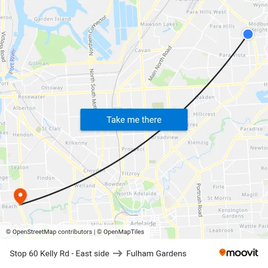 Stop 60 Kelly Rd - East side to Fulham Gardens map