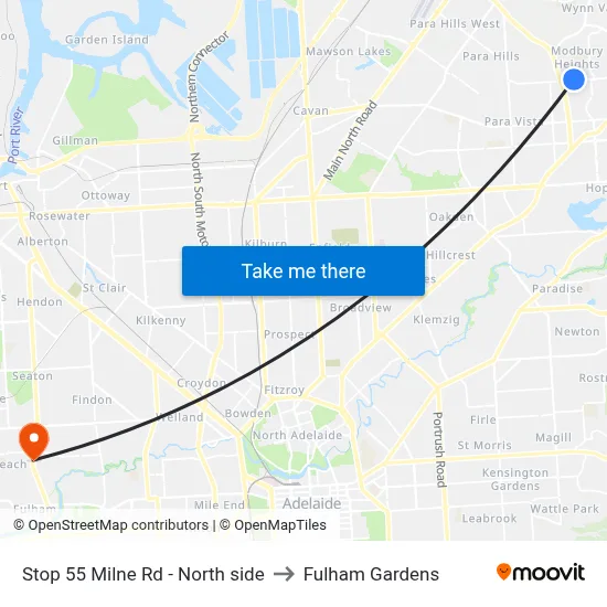 Stop 55 Milne Rd - North side to Fulham Gardens map