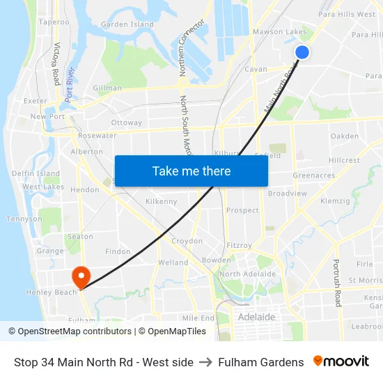 Stop 34 Main North Rd - West side to Fulham Gardens map