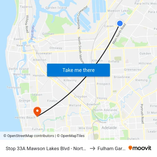 Stop 33A Mawson Lakes Blvd - North East side to Fulham Gardens map