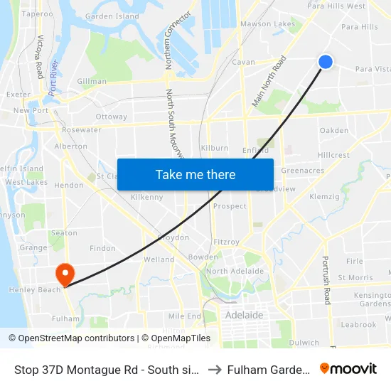 Stop 37D Montague Rd - South side to Fulham Gardens map
