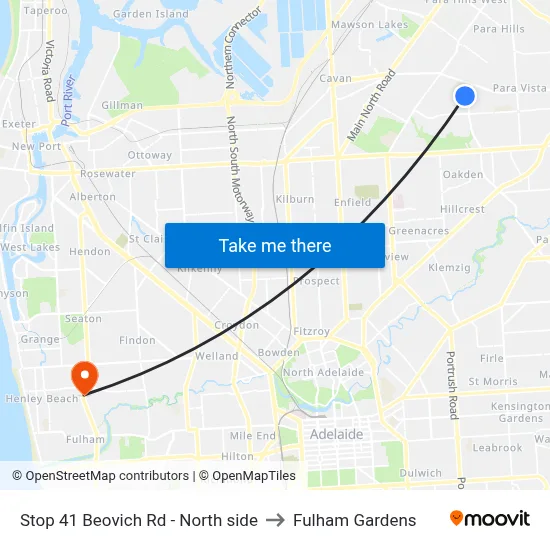 Stop 41 Beovich Rd - North side to Fulham Gardens map