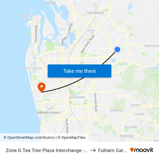 Zone G Tea Tree Plaza Interchange - East side to Fulham Gardens map