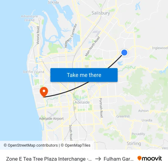 Zone E Tea Tree Plaza Interchange - East side to Fulham Gardens map