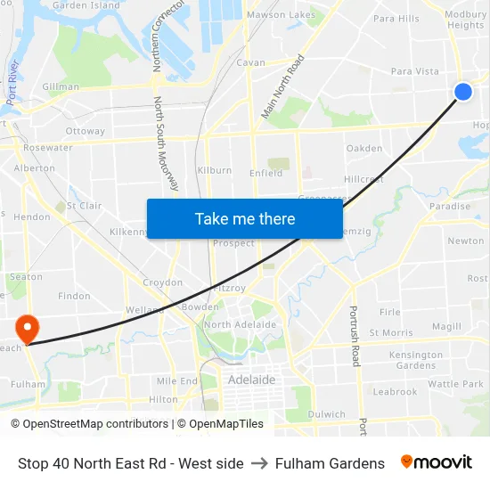 Stop 40 North East Rd - West side to Fulham Gardens map