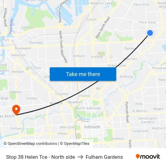 Stop 38 Helen Tce - North side to Fulham Gardens map
