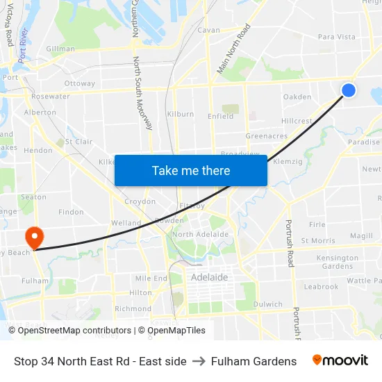 Stop 34 North East Rd - East side to Fulham Gardens map