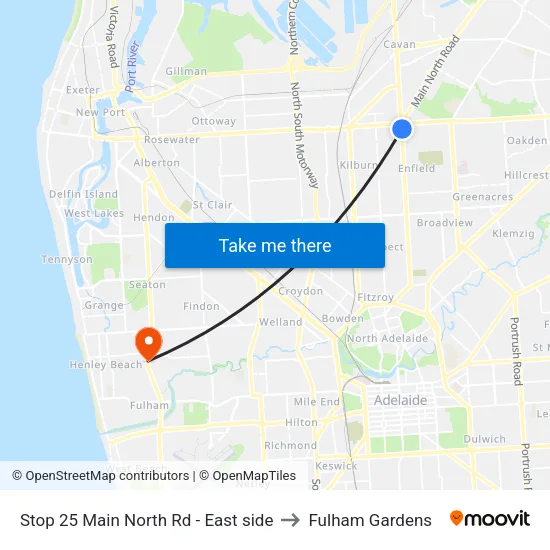 Stop 25 Main North Rd - East side to Fulham Gardens map