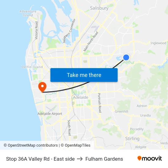 Stop 36A Valley Rd - East side to Fulham Gardens map