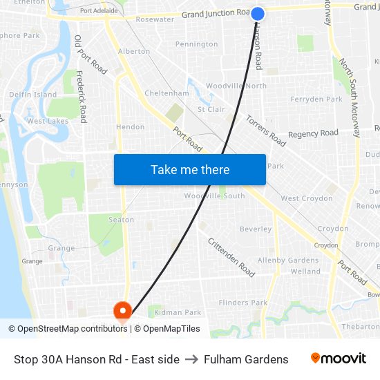 Stop 30A Hanson Rd - East side to Fulham Gardens map