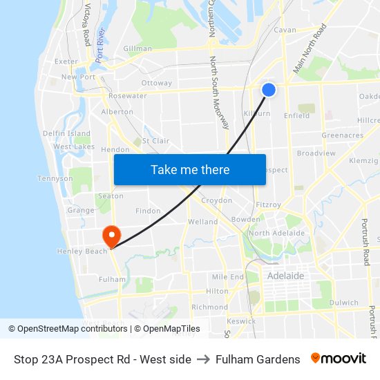 Stop 23A Prospect Rd - West side to Fulham Gardens map