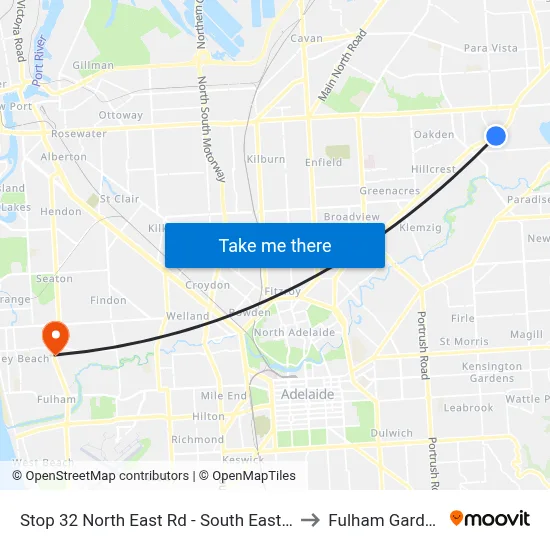 Stop 32 North East Rd - South East side to Fulham Gardens map